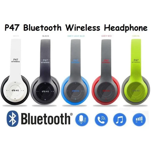 Free Aux Cable     P47 Bluetooth Headphone Extra Bass Wireless Headphones Headset With Mic And Volume Control