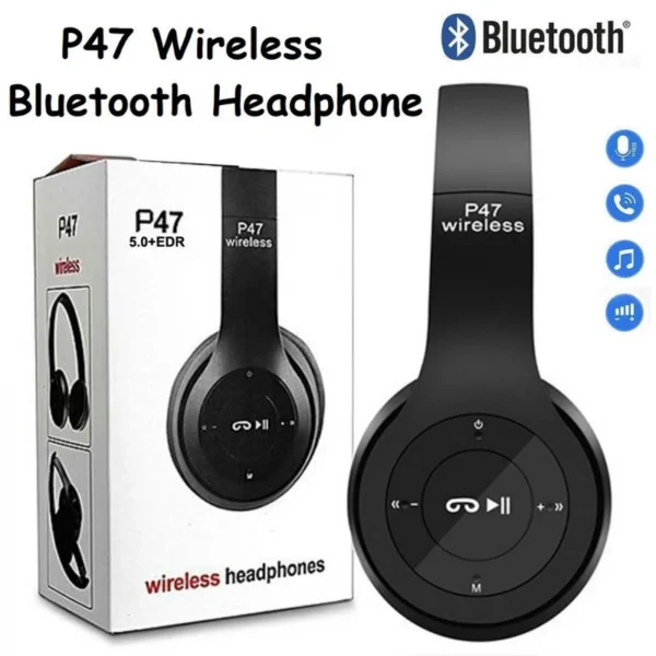Free Aux Cable     P47 Bluetooth Headphone Extra Bass Wireless Headphones Headset With Mic And Volume Control