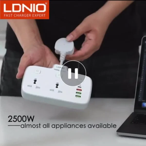 LDNIO SC2413 Universal Outlets 2500W 1PD QC3 0 2Auto ID Power Socket