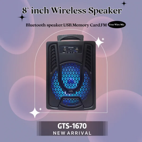 GTS 1670 20 cm Wireless Bluetooth Speaker with USB port SD card FM radio