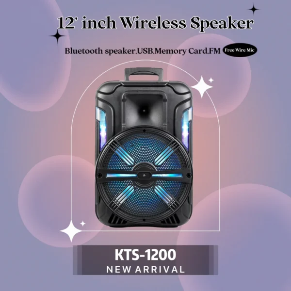 KTS 1200 30 cm  Wireless Portable Bluetooth Speaker With Led Light Radio Sd card USB