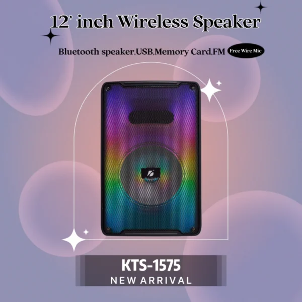 KTS 1575 KTS1202S 30 cm Wireless Portable Bluetooth Speaker With Led Light  Radio Sd card  USB