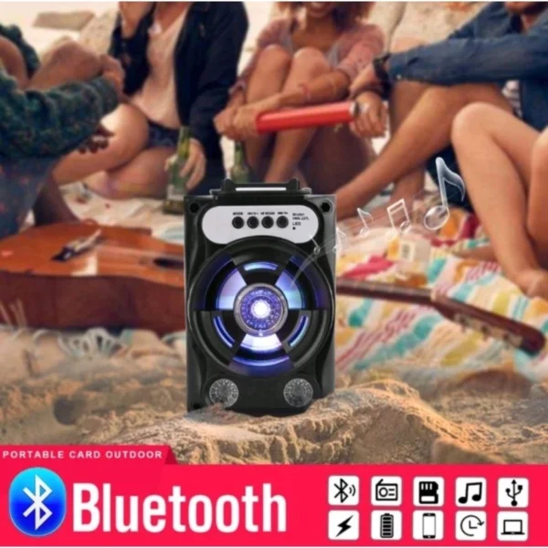 Portable Bluetooth Speaker With Microphone Colorful LED Light Rechargeable Party Karaoke Speaker SD Slot USB