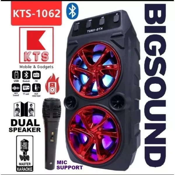 KTS1062 Wireless Portable Bluetooth Speaker With Led Light Support Mic