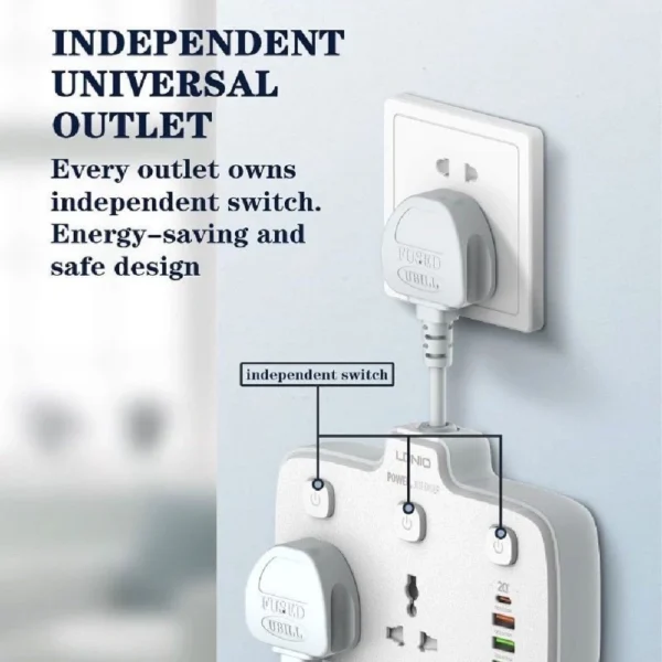LDNIO SC2413 Universal Outlets 2500W 1PD QC3 0 2Auto ID Power Socket