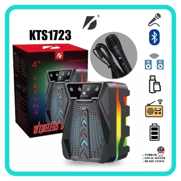 KTS 1722  KTS 1097 Wireless Portable Bluetooth Speaker With Led Light Support Mic FM USB TF CARD KTS1080