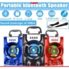 Portable Bluetooth Speaker With Microphone Colorful LED Light Rechargeable Party Karaoke Speaker SD Slot USB